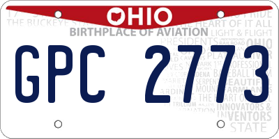 OH license plate GPC2773