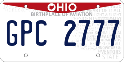 OH license plate GPC2777