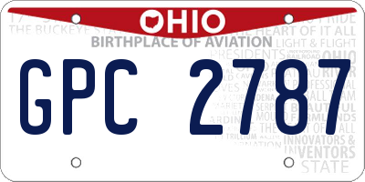 OH license plate GPC2787