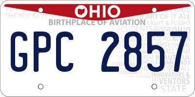 OH license plate GPC2857