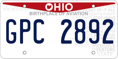 OH license plate GPC2892