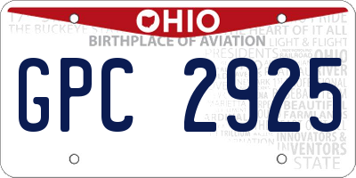 OH license plate GPC2925