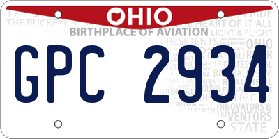 OH license plate GPC2934