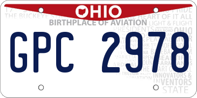 OH license plate GPC2978