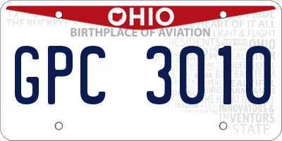 OH license plate GPC3010