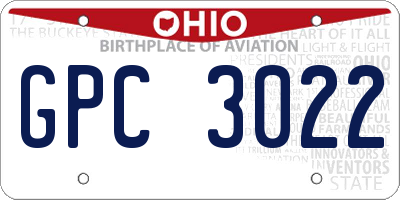 OH license plate GPC3022