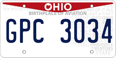 OH license plate GPC3034