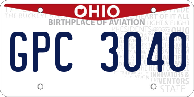 OH license plate GPC3040