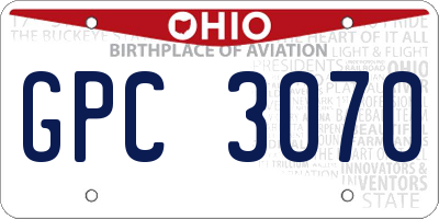 OH license plate GPC3070
