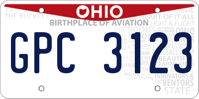 OH license plate GPC3123