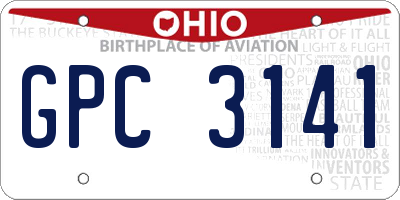 OH license plate GPC3141