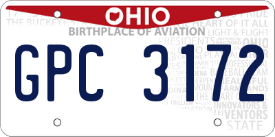 OH license plate GPC3172