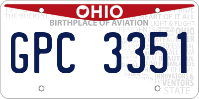 OH license plate GPC3351