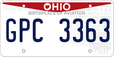OH license plate GPC3363