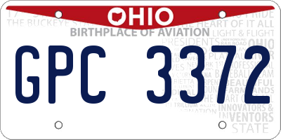 OH license plate GPC3372