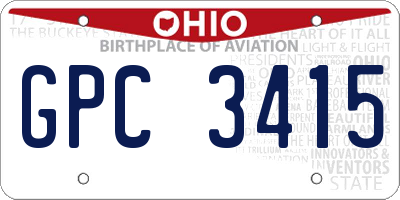 OH license plate GPC3415