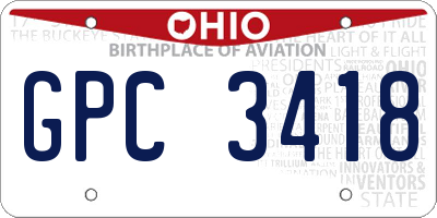 OH license plate GPC3418