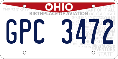 OH license plate GPC3472