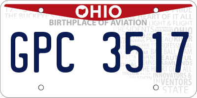 OH license plate GPC3517
