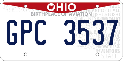 OH license plate GPC3537