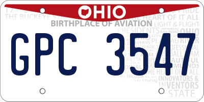 OH license plate GPC3547