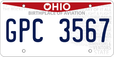 OH license plate GPC3567