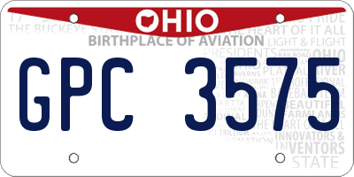 OH license plate GPC3575