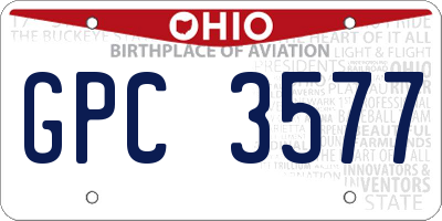 OH license plate GPC3577