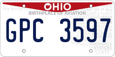 OH license plate GPC3597