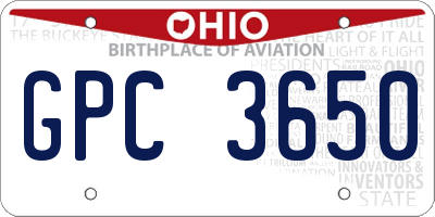 OH license plate GPC3650