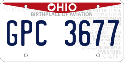 OH license plate GPC3677