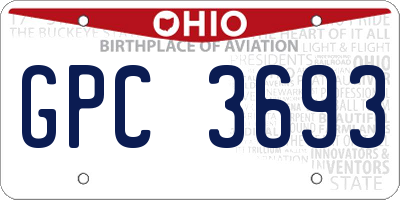 OH license plate GPC3693