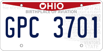 OH license plate GPC3701