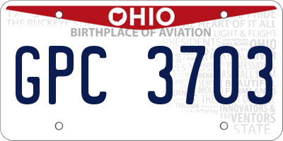 OH license plate GPC3703