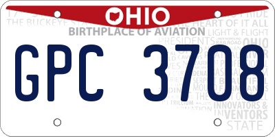 OH license plate GPC3708