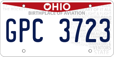 OH license plate GPC3723