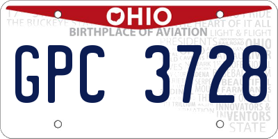 OH license plate GPC3728
