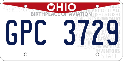OH license plate GPC3729