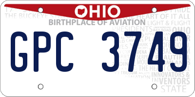 OH license plate GPC3749