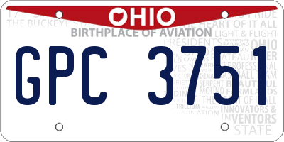 OH license plate GPC3751