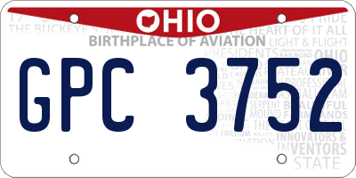 OH license plate GPC3752