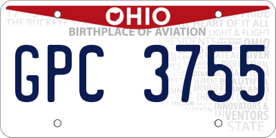 OH license plate GPC3755