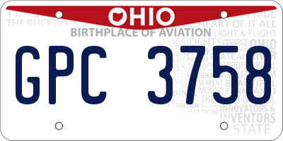 OH license plate GPC3758