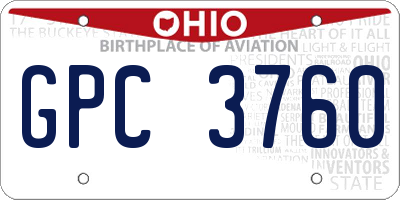 OH license plate GPC3760