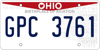 OH license plate GPC3761