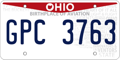 OH license plate GPC3763