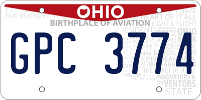 OH license plate GPC3774