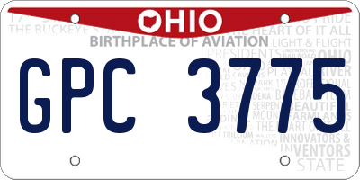 OH license plate GPC3775