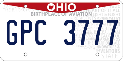 OH license plate GPC3777