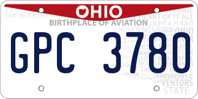 OH license plate GPC3780